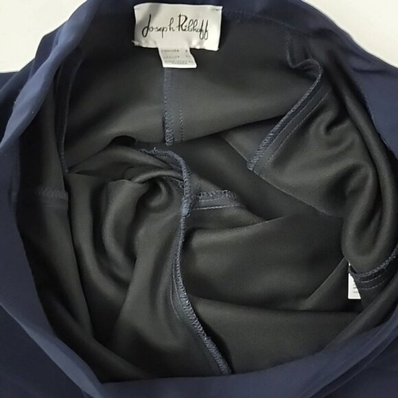Joseph Ribkoff Women's Navy Dress Pants Back Slit Cuffs Pull On Stretch Size 8 - Picture 8 of 14